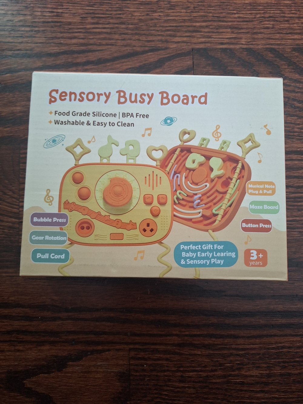Sensory Busy Board - Yellow & Orange Baby Activity Toy